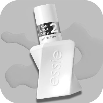 essie gel couture ultra-shiny top coat vor einem grauen Hintergrund