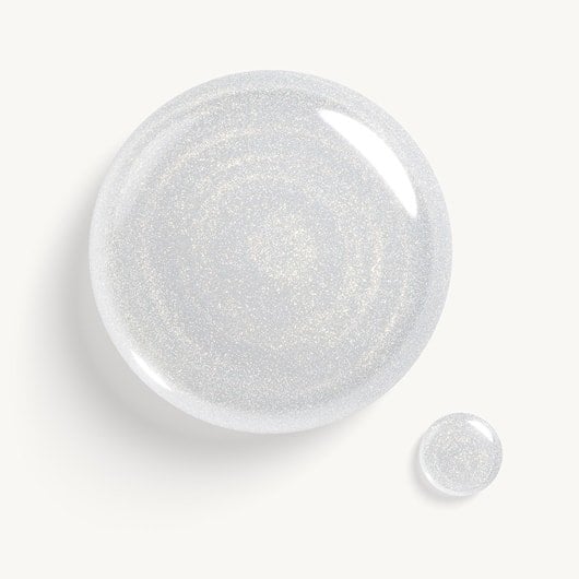 Blauer, glitzernder kreisförmiger Farbtropfen des Gel by essie in Diamond Dust Top Coat