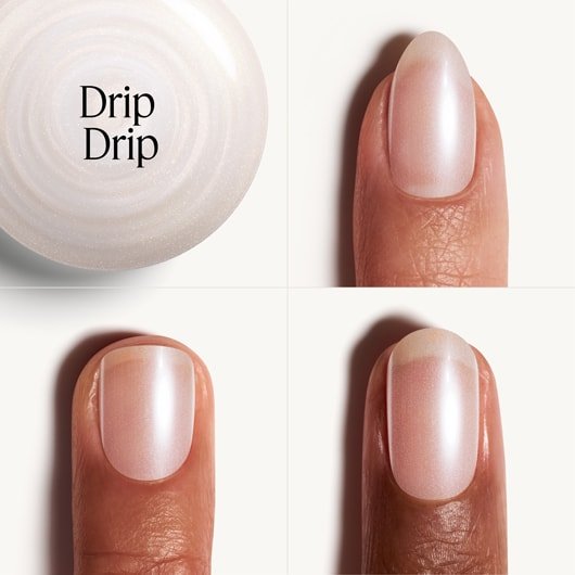 Collage drei unterschiedlicher Nagelformen und Hauttöne, die den Gel by essie in Drip Drip tragen