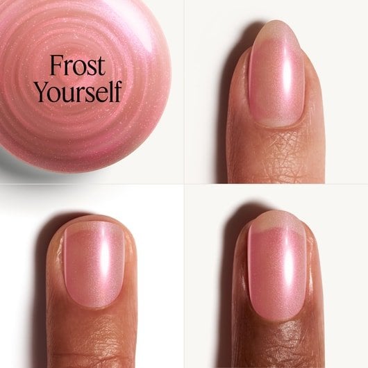 Collage drei unterschiedlicher Nagelformen und Hauttöne, die den Gel byessiein Frost Yourself tragen