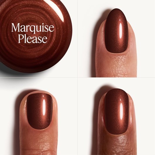 Collage drei unterschiedlicher Nagelformen und Hauttöne, die den Gel by essie in Marquise Please tragen